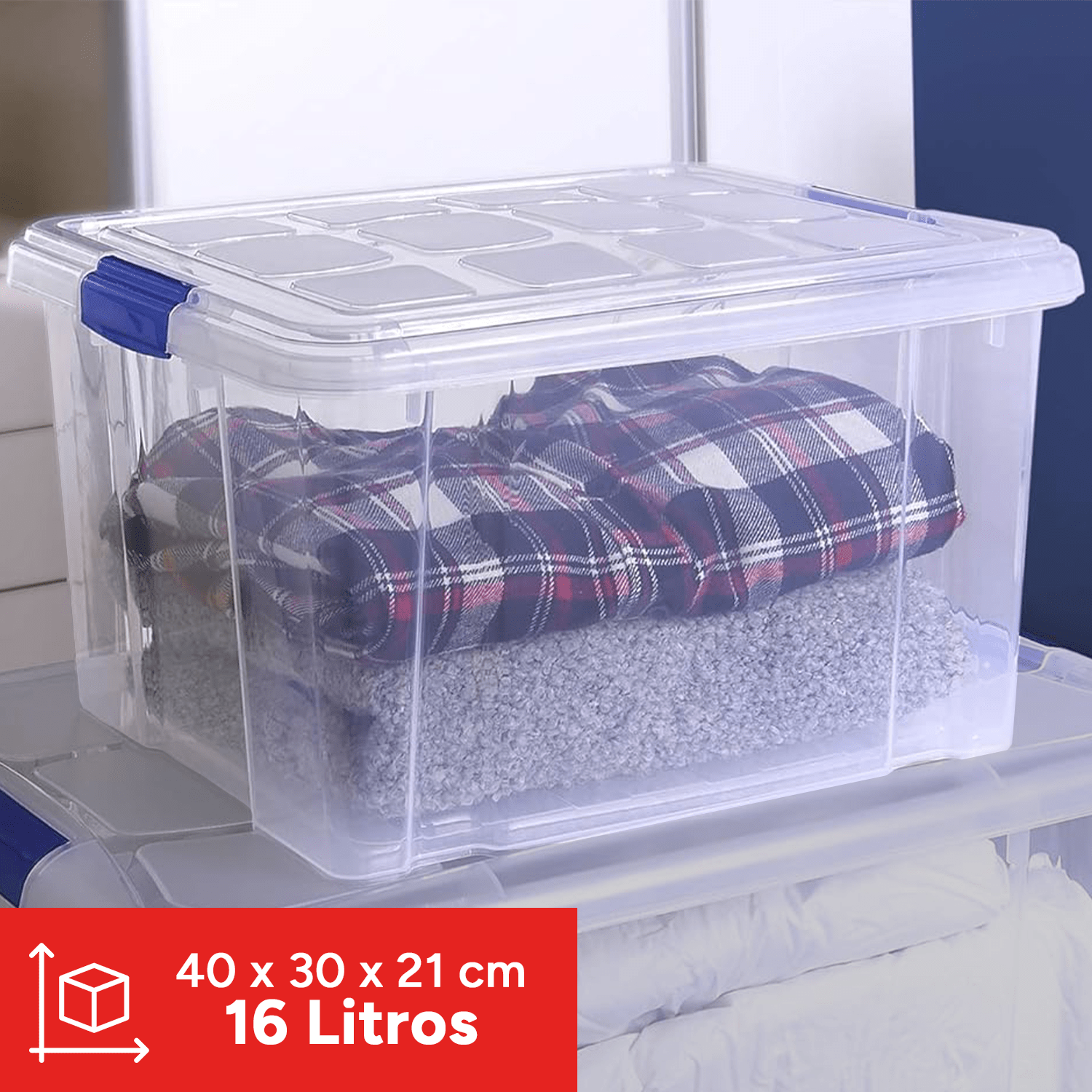 Scatola di Plastica per Organizzare Giocattoli, Libri, Documenti e Coperte - Chiusura Ermetica, Grande Capacità e Resistente - Dekohome