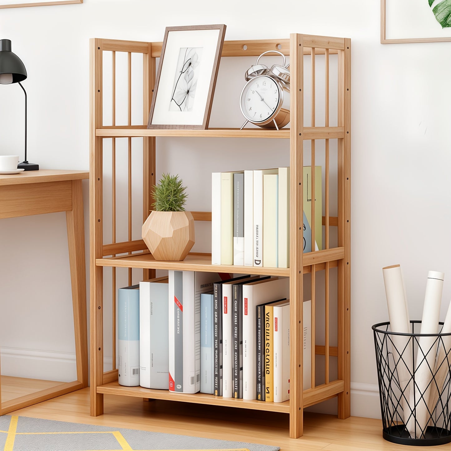 Scaffale a Più Livelli in Bambù di Grande Capacità, Resistente, Facile da Pulire, Soluzione di Archiviazione Multifunzionale, Adatto per Casa, Cucina, Camera da Letto e Soggiorno, Risparmio di Spazio, Accesso Facile, Scaffale Pratico, Scaffale Autoportant