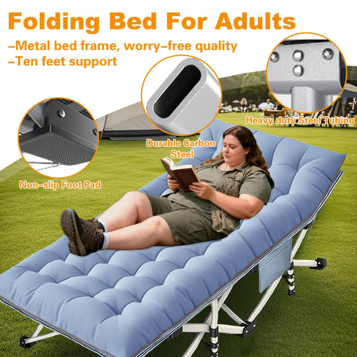 Letti da campeggio extra larghi per adulti, letto da campeggio con materasso, letti da campeggio extra larghi resistenti con borsa per il trasporto, letto da campeggio per adulti supporta fino a 400 kg, letti per dormire, campeggio, camper, spiaggia, pati