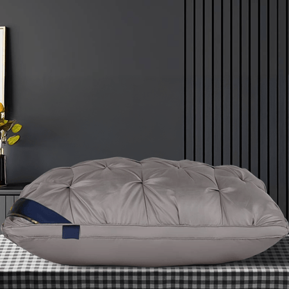 Cuscini Extra-Large di Lusso Qualità Hotel 2025 - Rivestimento 100% Poliestere & Imbottitura Morbida Alternativa a Piuma, Supporto Ergonomico per Chi Dorme sulla Schiena/ Fianco/ Stomaco, Stile Standard Bianco/ Grigio per Uso Domestico & Alberghiero