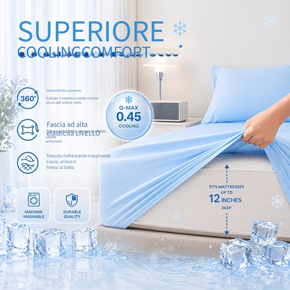 Lenzuolo con angoli estivo fresco - Ipoallergenico e traspirante, antiumidità, coprimaterasso trapuntato antiscivolo con elastico a 360°, antipiega, resistente allo sbiadimento, resistente al restringimento, lavabile in lavatrice (federa non inclusa).