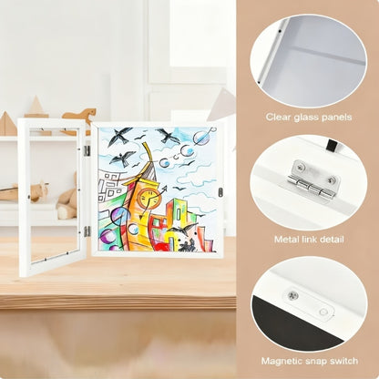 2 Pezzi Cornici con Coperchio a Ribalta - Formato A4, Ideali per la Camera dei Bambini, Design per Arredamento Casa, Capacità per 150 Opere d'Arte A4, Decorazione da Parete per Casa e Ufficio