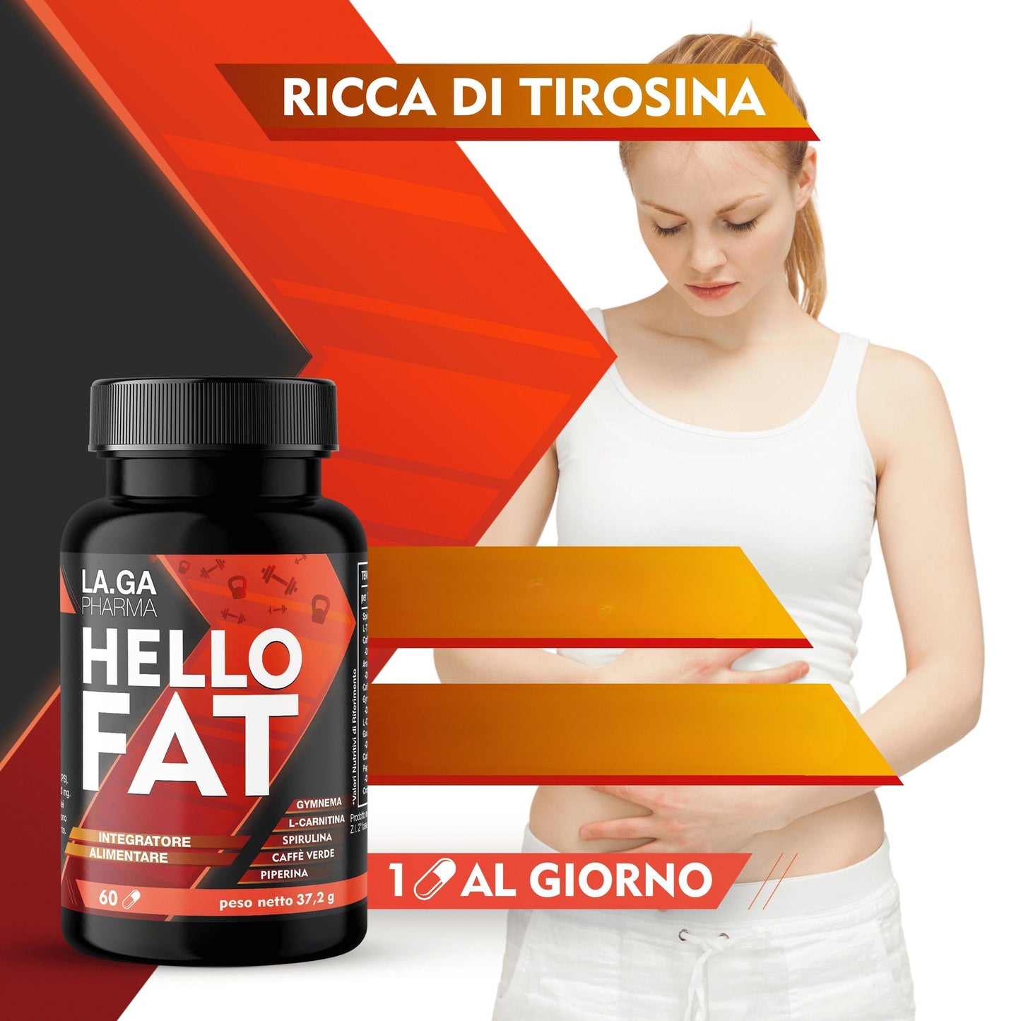 HelloFat – Integratore con Cromo, Gymnema e Spirulina | 60 Capsule | Supporto per il metabolismo dei carboidrati e i livelli di glucosio | Qualità Italiana