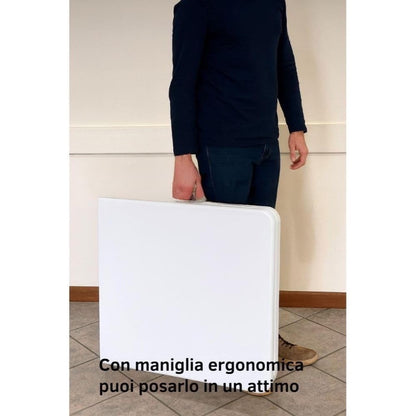 Cecaro Group Tavolo Pieghevole Estensibile 180 cm – Bianco | Portata 120 kg | Maniglia Integrata | Chiusura Sicura con Blocco di Sicurezza