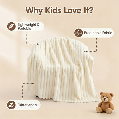 Coperta Morbida in Finta Pelliccia di Coniglio, Delicata sulla Pelle, Comfort Tutto l'Anno. Elegante Design a Strisce Adatta per Divani, Viaggi, Campeggio o Uso in Ufficio. Lavabile in Lavatrice per una Facile Cura, Ideale per Uso Interno ed Esterno. Un R