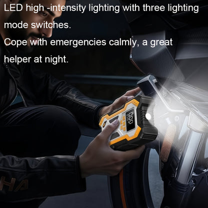 Avviatore di emergenza portatile multifunzione 9-in-1 10000A con gonfiatore per pneumatici e compressore d'aria, avviatore portatile per batteria auto 150PSL, gonfiatore digitale per pneumatici, luce di emergenza a LED e strumento accessorio per auto. Dis