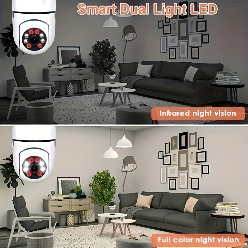 1pc Ease Life App - Telecamera di sicurezza a forma di lampadina, interna ed esterna, wireless, Wifi, 2.4Ghz, 360 gradi, telecamere di sicurezza a vite con attacco E27 per la sicurezza domestica, telecamere a forma di lampadina sicure, HD 1080P, visione n