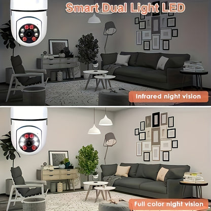 1pc Ease Life App - Telecamera di sicurezza a forma di lampadina, interna ed esterna, wireless, Wifi, 2.4Ghz, 360 gradi, telecamere di sicurezza a vite con attacco E27 per la sicurezza domestica, telecamere a forma di lampadina sicure, HD 1080P, visione n