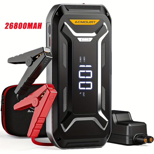 Avviatore di Emergenza per Auto, Batteria Booster ad Alta Capacità da 26800Mah per Tutti i Motori a Benzina e Diesel da 10.0L, Avviatore Auto 12V con Torcia, Ampio Display LCD, Ricarica Rapida USB