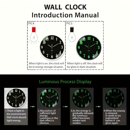 Orologio da parete al quarzo moderno minimalista da 12 pollici con movimento analogico luminoso/ e silenzioso senza ticchettio, alimentato a batteria, adatto per arredo soggiorno, camera da letto, cucina - Meccanismo, plastica/vetro, batteria non inclusa