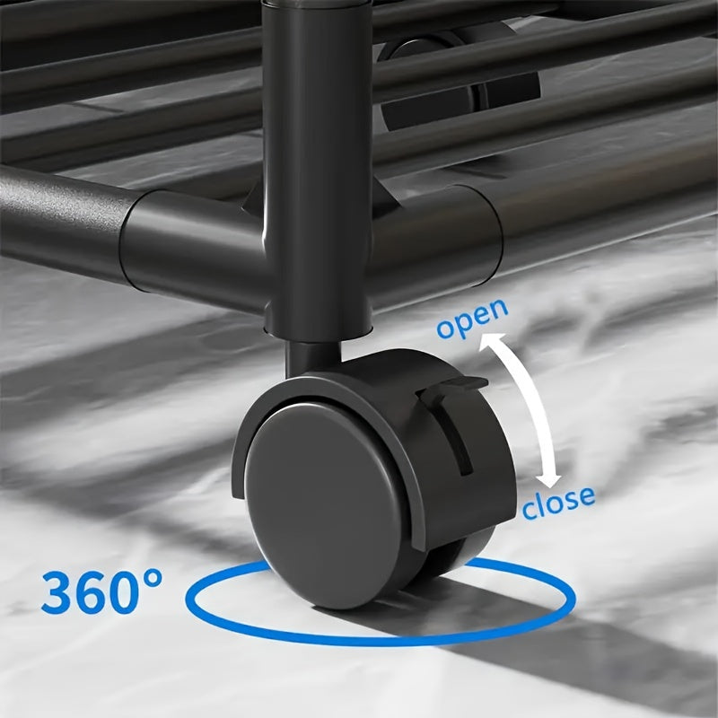 Carrello portaoggetti regolabile con 6 ripiani, dotato di ruote e ganci - Adatto per cucina, camera da letto, bagno, scaffale multifunzionale - Salvaspazio, unità scaffalatura multifunzionale | Design a scaffali aperti | Opzioni di archiviazione modulare