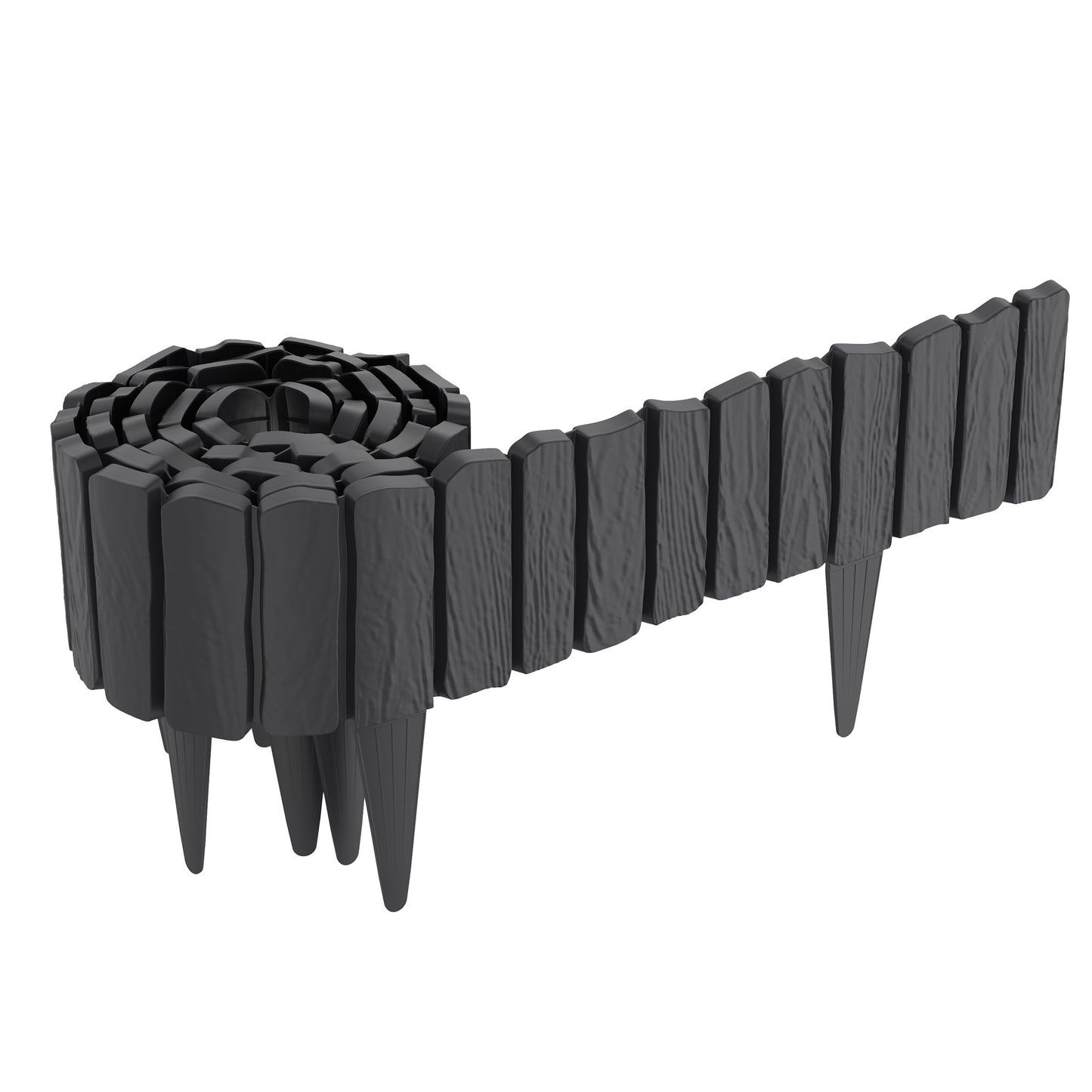 Recinzione da giardino in plastica con bordo a grana legno finto e chiodi da terra 10 cm per delimitare prato o aiuola