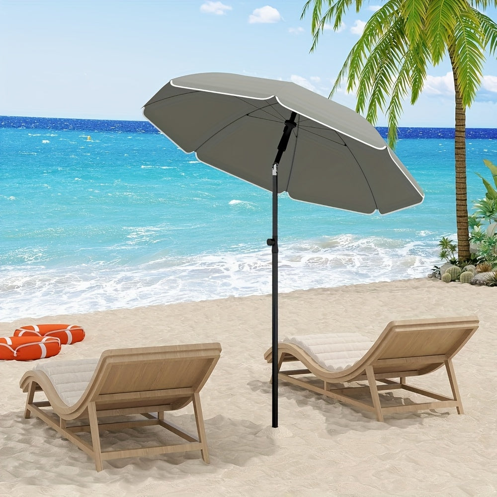 1 ombrellone da spiaggia, ombrello da balcone, protezione UV, ombrello a 8 stecche, stabile, regolabile, pieghevole a 45°, peso 180G/M², blocca efficacemente i raggi UV, portatile, compagno ideale per campeggio e giornate in spiaggia