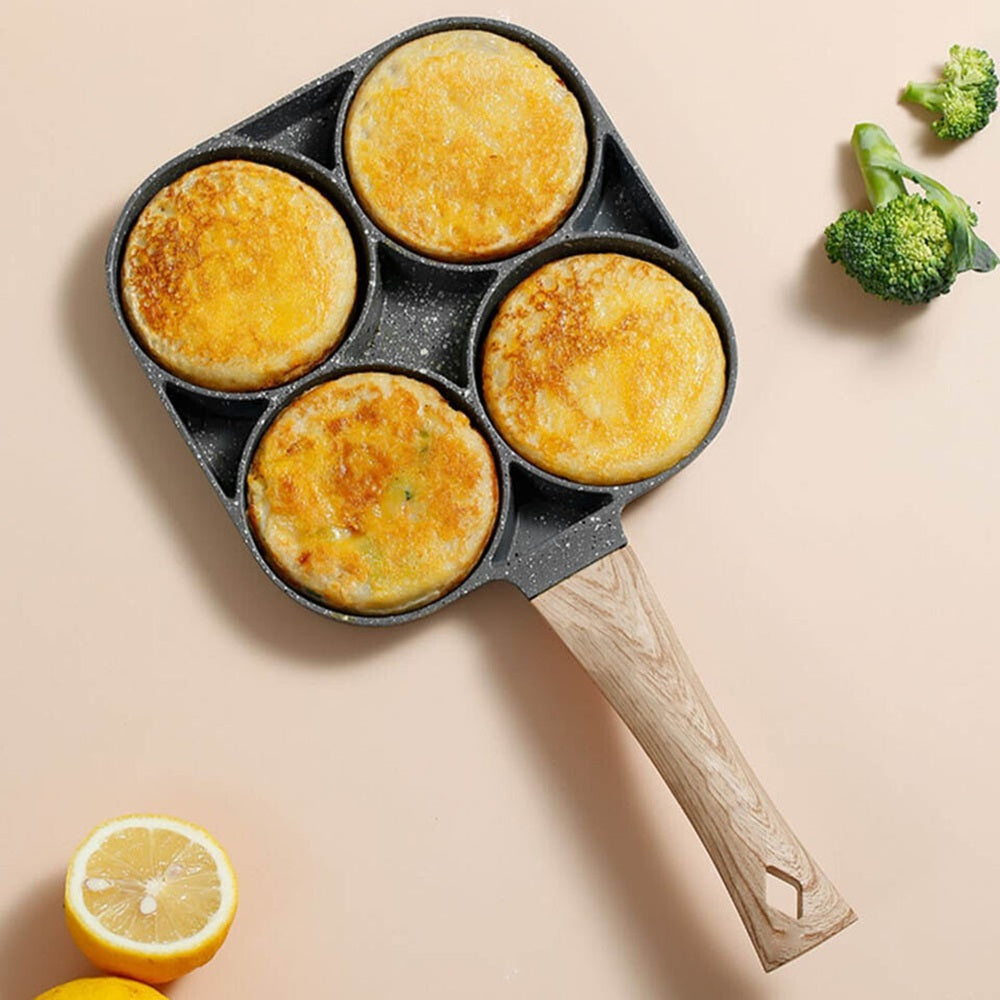 Padella Antiaderente a 4 Fori in Alluminio Perfetta per Uova Pancake Hamburger o Frittate