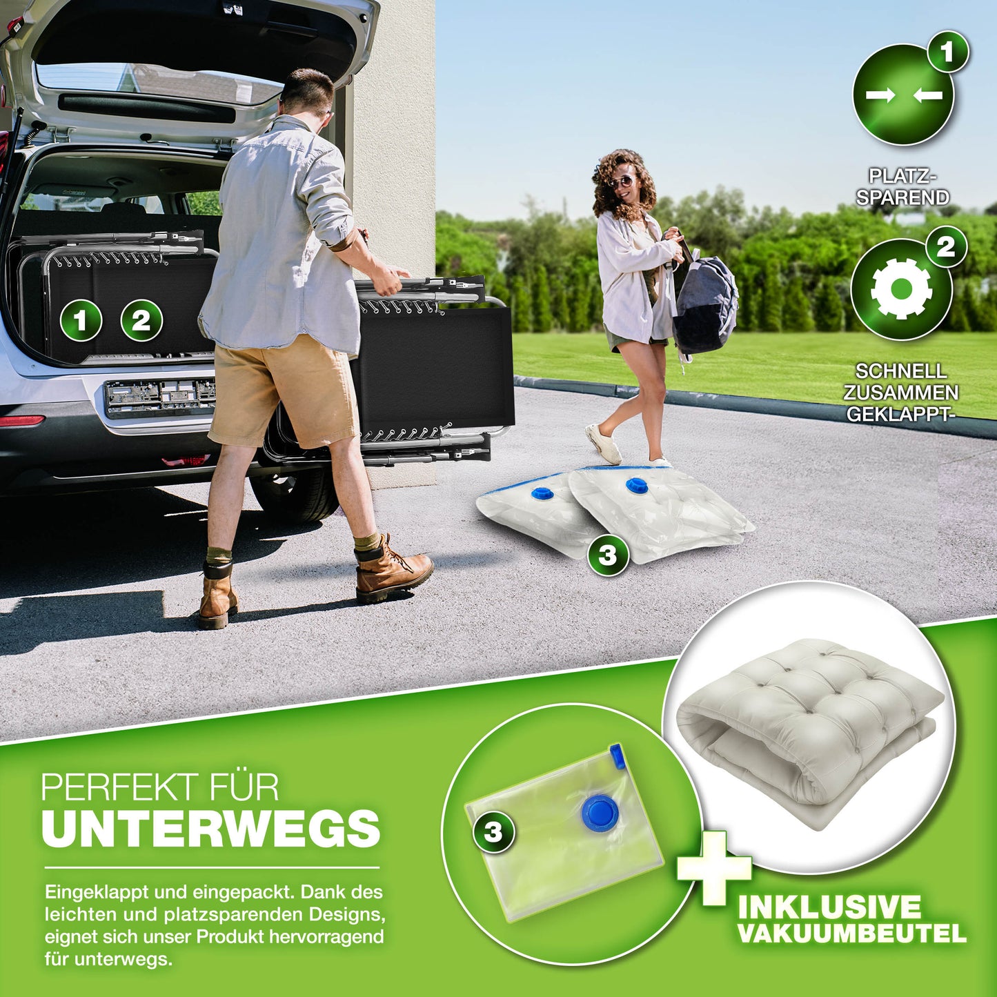 Tillvex® Poltrona Reclinabile Pieghevole Fino a 200Kg Lettino Parasole da Esterno per Giardino con Cuscino Resistente alle Intemperie Balcone, Giardino & Terrazza Lounge Esterno Regolabile con Imbottitura Spessa Poltrona Reclinabile Pieghevole Extra Larga