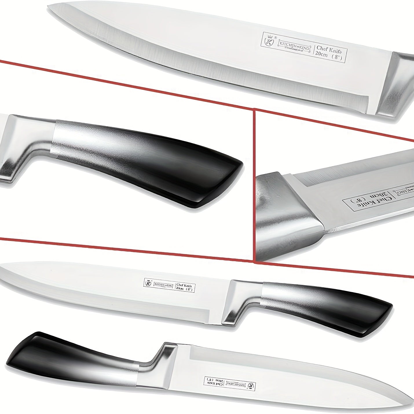 Set di 9 coltelli da cucina, realizzati in acciaio inossidabile forgiato ad alto tenore di carbonio con manici sfumati vivaci, elegante confezione regalo, perfetti come idea regalo per la casa o per le feste - Disponibili in blu, nero, rosso e viola