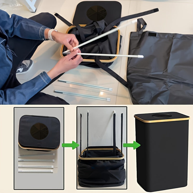 1 pz Secchio di raccolta domestico da 100 litri/26 galloni con sacchetti interni riutilizzabili staccabili, tessuto Oxford 600D per la riciclaggio di bottiglie, cartoni e vetro, contenitori di riciclaggio domestici, raccoglitore di bottiglie, cesto pieghe