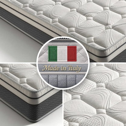 Materasso Memory Foam, Ortopedico Indeformabile, Alto 20 cm, 13 Zone di Comfort INDEFORMABILE, Made in Italy, Massima Traspirazione, Sistema Alleviamento Punti di Pressione Disponibile in diverse Dimensioni