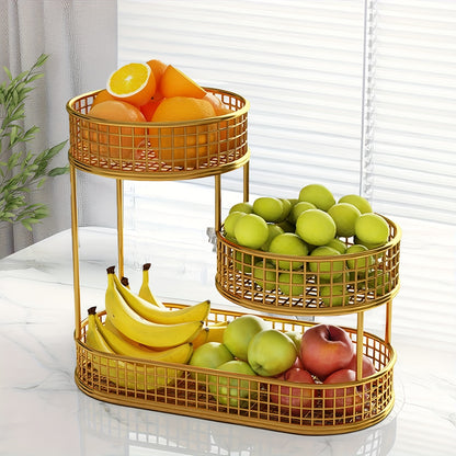 Porta Frutta a Tre Ripiani Spazioso in Metallo Nero - Stoccaggio Ottimizzato in Cucina - Ideale per Conservare Frutta, Verdura, Pane e Snack, Ottima Opzione per Natale, Perfetto per il Ringraziamento