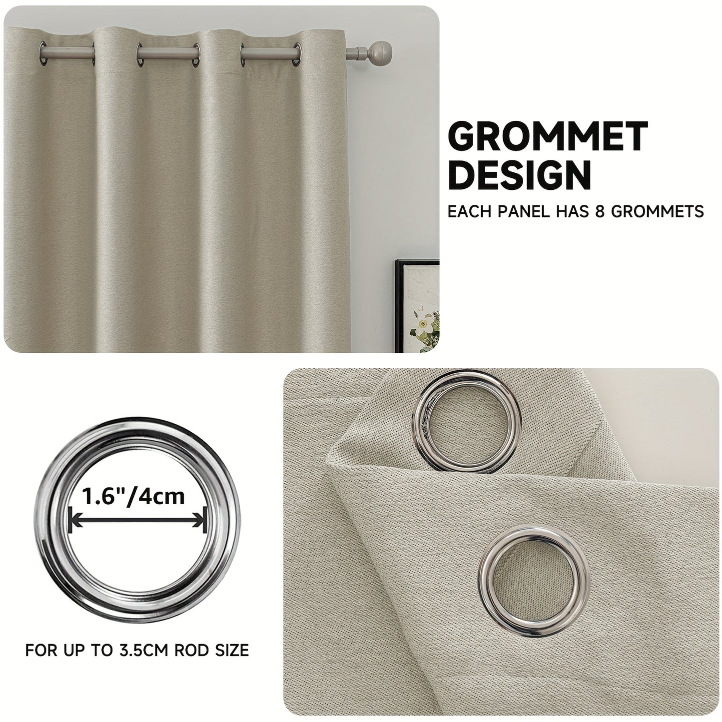 Set di 2 Tende Oscuranti Effetto Blackout, 117X137Cm, Tende Moderne per Interni, Tende per Camera da Letto, Tende per Interni, Tenda Termoisolante per Freddo e Caldo, Tende per Soggiorno, Grigio Chiaro