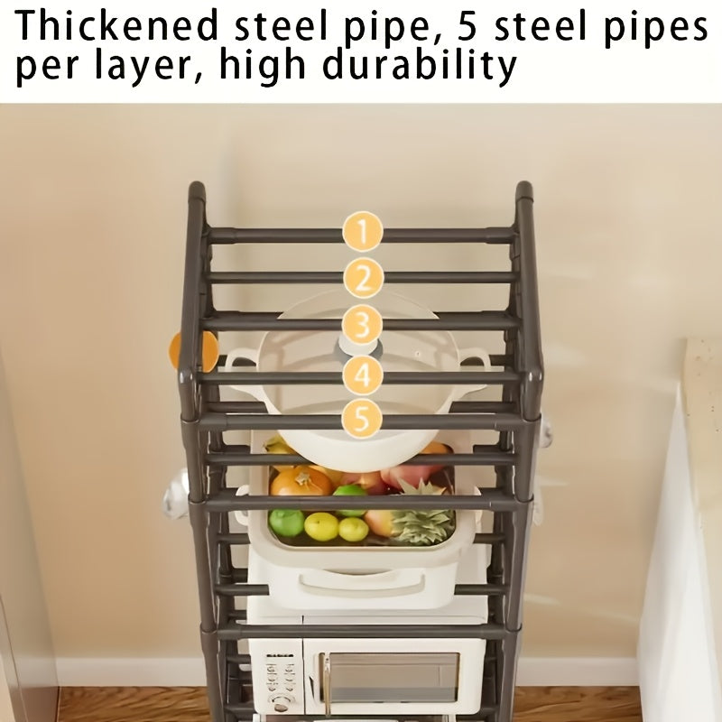 Scaffale portaoggetti a 5/6 ripiani con ruote - Organizer multistrato da 167.64 cm - Salvaspazio, regolabile e multifunzionale, adatto per cucina, bagno, soggiorno, ufficio e studio, soluzione di archiviazione perfetta, scaffale verticale, scaffale vertic