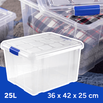 Scatola di Plastica per Organizzare Giocattoli, Libri, Documenti e Coperte - Chiusura Ermetica, Grande Capacità e Resistente - Dekohome