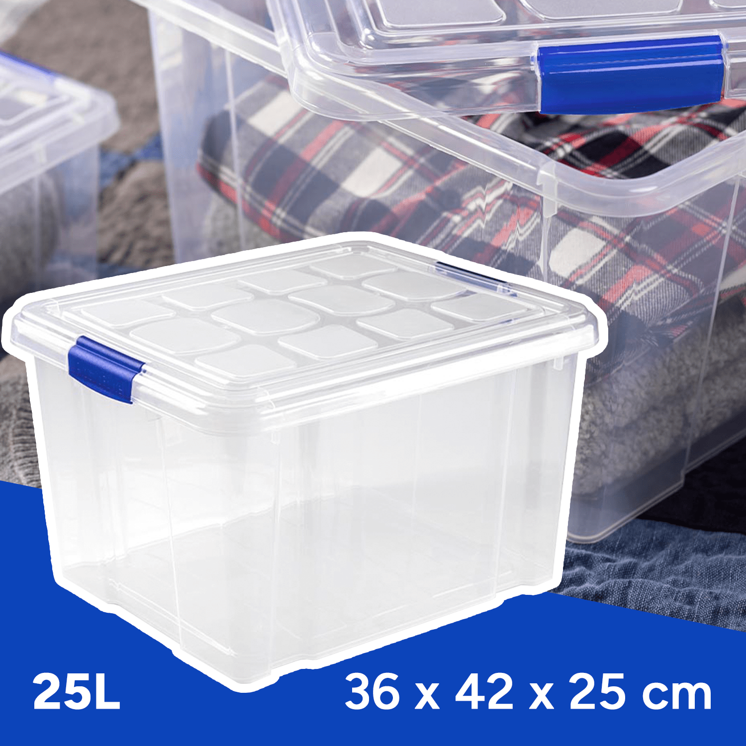 Scatola di Plastica per Organizzare Giocattoli, Libri, Documenti e Coperte - Chiusura Ermetica, Grande Capacità e Resistente - Dekohome