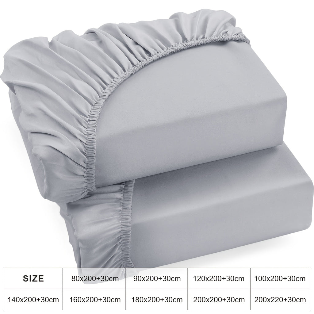 Confezione da 2 lenzuola con angoli in 100% 130gsm, lenzuola con angoli in 100%, gonna da 30cm, ipoallergenico, lenzuolo da letto traspirante, adatto per camera da letto, dormitorio e camera degli ospiti, lavabile in lavatrice, biancheria da letto, con an
