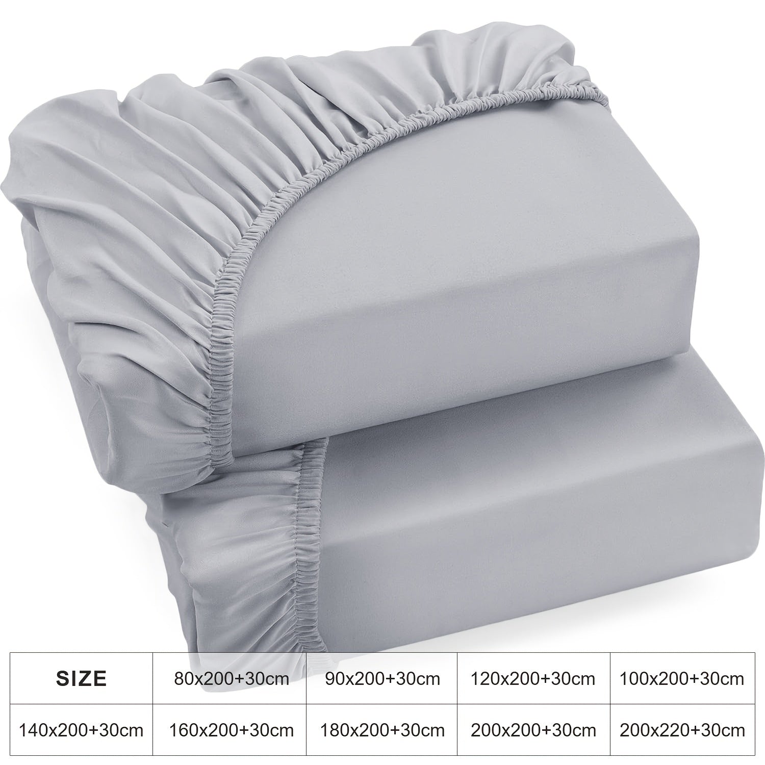 Confezione da 2 lenzuola con angoli in 100% 130gsm, lenzuola con angoli in 100%, gonna da 30cm, ipoallergenico, lenzuolo da letto traspirante, adatto per camera da letto, dormitorio e camera degli ospiti, lavabile in lavatrice, biancheria da letto, con an