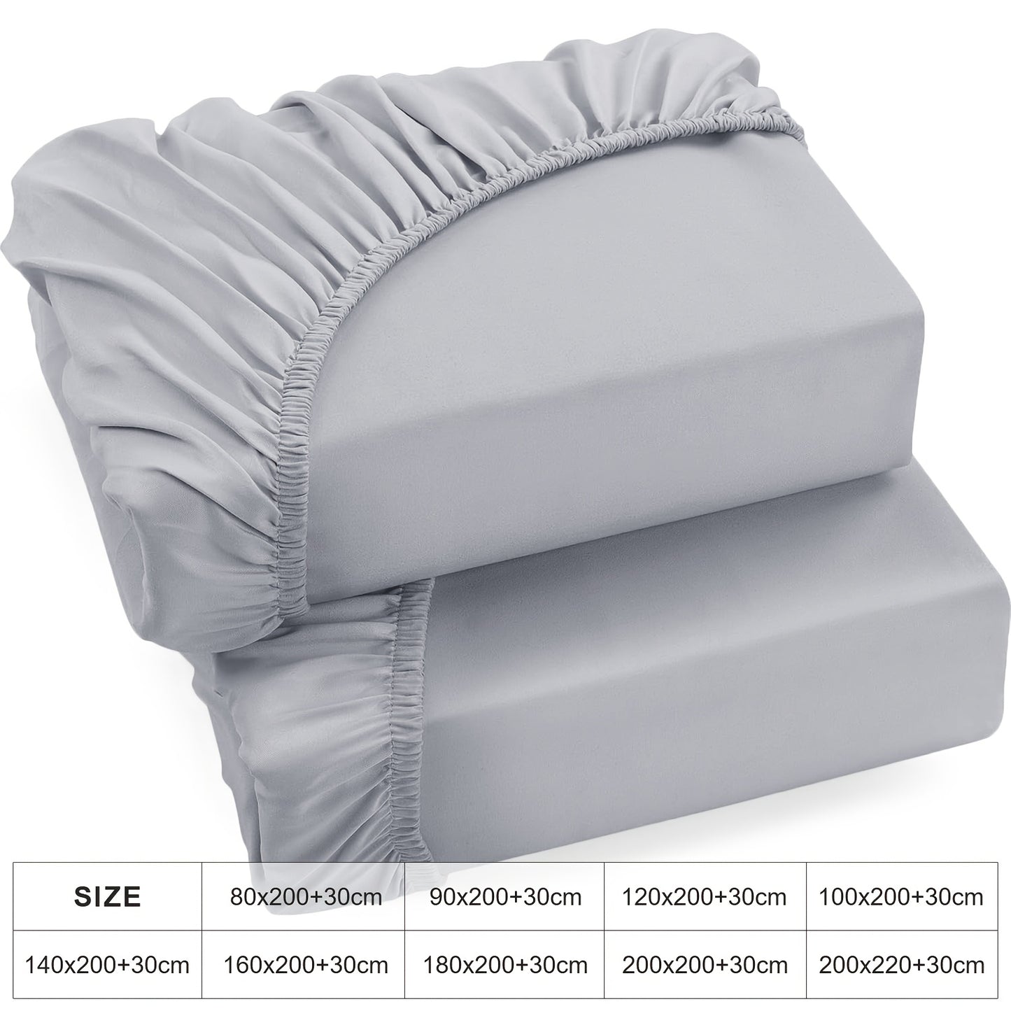 Confezione da 2 lenzuola con angoli in 100% 130gsm, lenzuola con angoli in 100%, gonna da 30cm, ipoallergenico, lenzuolo da letto traspirante, adatto per camera da letto, dormitorio e camera degli ospiti, lavabile in lavatrice, biancheria da letto, con an