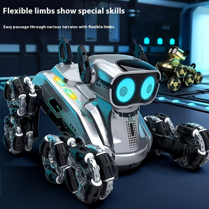 Robot per cani con 8 ruote, auto giocattolo intelligente per cani, auto da stunt con gesti e doppio controllo, auto da arrampicata deformabile, veicolo fuoristrada giocattolo, doppia batteria a energia, regalo preferito per le vacanze