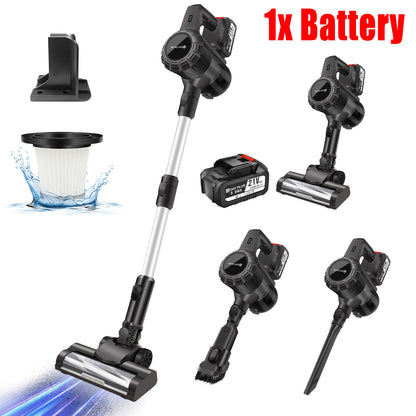 Aspirapolvere multifunzione senza sacco e senza fili, 1x o 2x batteria, aspirapolvere a bastone leggero, mocio senza fili, aspirapolvere con display a LED, autonomia, aspirapolvere verticale autoportante, aspirapolvere portatile leggero per la pulizia di
