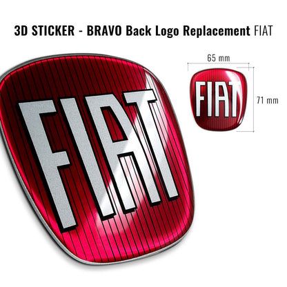 Fiat Adesivo 3D Ricambio Logo Posteriore per Bravo , Rosso
