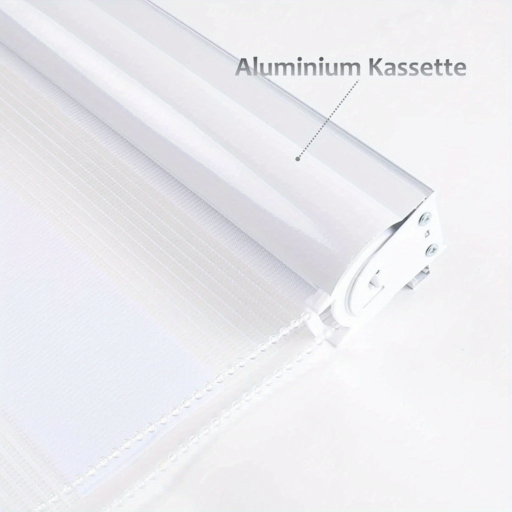Tenda a rullo a doppia sponda Sekey senza fessura, altezza infinitamente regolabile con trasparenza e oscurante, per finestre da 45-90 cm, bianco/bianco.