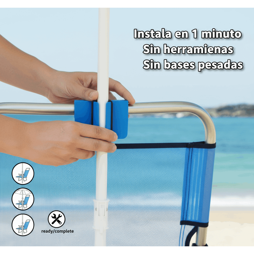 Fissaggio Ombrellone da Spiaggia a Sedia Universale Regolabile 18Mm-22Mm Accessorio Portatile Resistente Facile da Installare Compatibile con Sedie e Ombrelloni da Giardino e Terrazza
