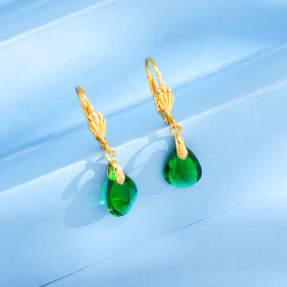 Magazzino Locale, Orecchini Pendenti da Donna in Argento Sterling 925 con Elegante Cristallo Artificiale Verde, Regalo Perfetto per San Valentino, Natale e Uso Quotidiano, Forniti con una Bellissima Scatola Regalo.