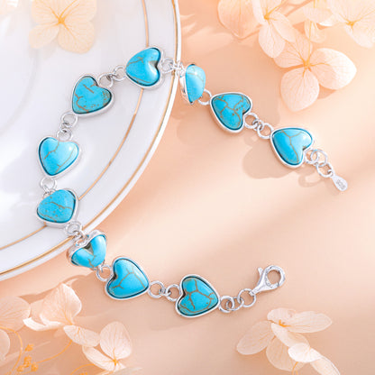 Bracciale da donna in argento 925 con cuore turchese, braccialetto squisito, regalo quotidiano per donne, regalo per le vacanze, regalo di San, regalo per la festa della mamma, regalo per il dating, fornito con confezione regalo