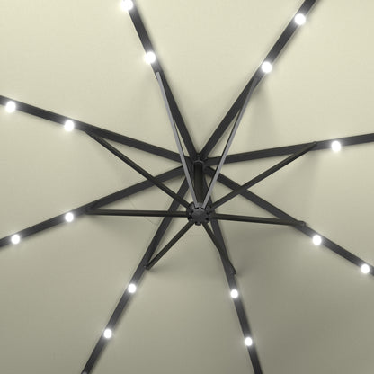 Ombrellone da giardino 3/3.5M, rotazione a 360°, con inclinazione a manovella a 45° per patio, piscina, balcone, con LED solare