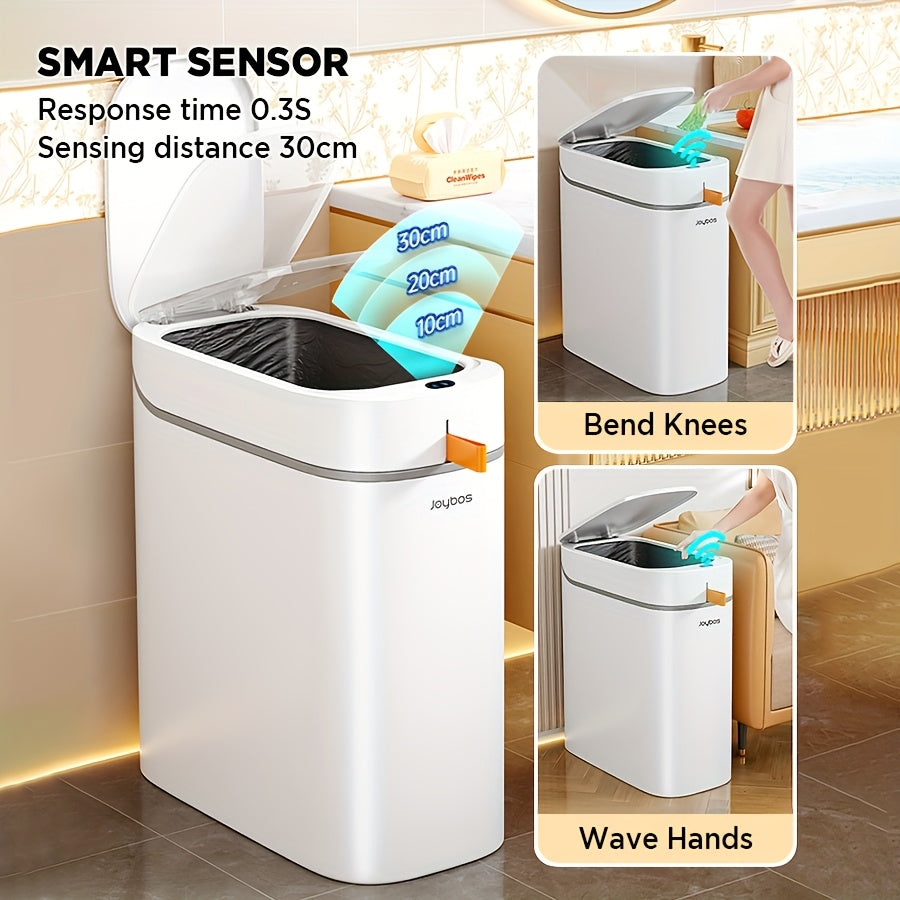 Pattumiera da 1 pezzo da 10 litri con sensore di movimento e 30 sacchetti per bagno, cestino automatico con coperchio, pattumiera sottile, cestino senza contatto, piccola pattumiera per bagno, camera da letto, ufficio, cucina, camper, ricaricabile, sacche