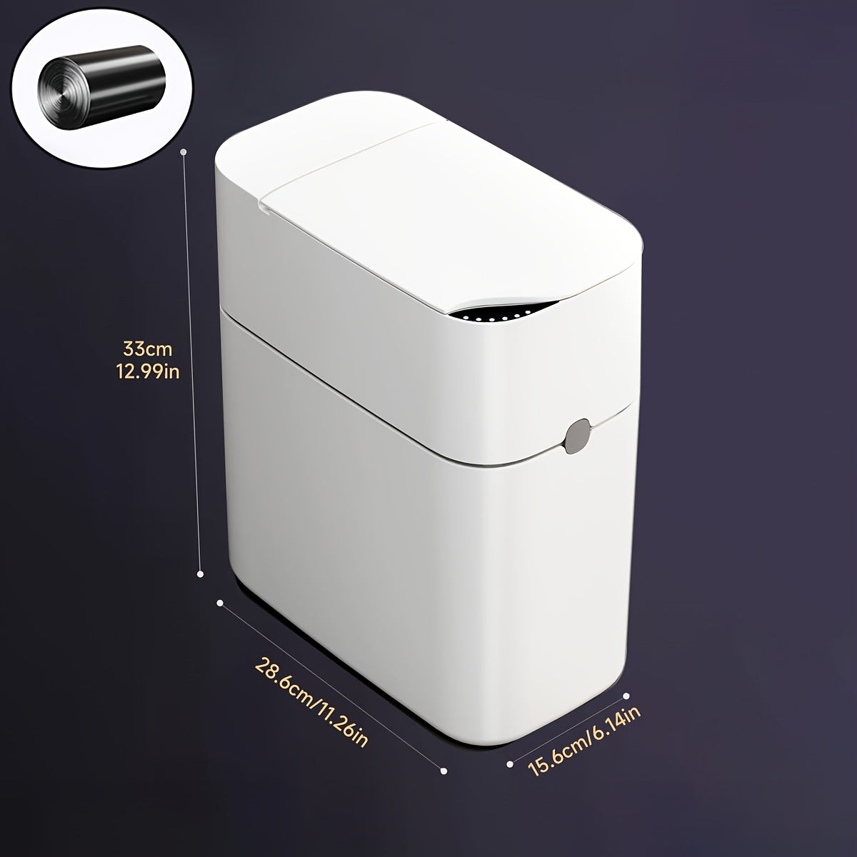 Cestino Sensore Piccolo per Bagno, Bianco con Coperchio, Cestino Intelligente per Bagno, Prodotti per la Casa, Consigliato per Cucina, Bagno, Camera da Letto