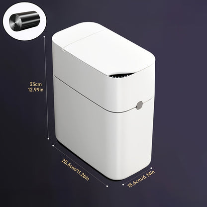 Cestino Sensore Piccolo per Bagno, Bianco con Coperchio, Cestino Intelligente per Bagno, Prodotti per la Casa, Consigliato per Cucina, Bagno, Camera da Letto