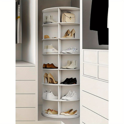Torre portascarpe girevole a 5/6/7 ripiani per 20/24/28 paia di scarpe, espositore girevole a 360° bianco, organizzatore Lazy Susan, scaffale portascarpe a carosello rotondo, carosello verticale per cappelli e borse