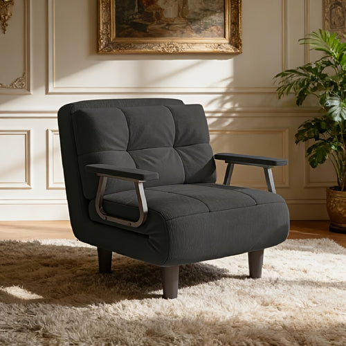 Poltrona Convertibile, Divano Letto e Sedia a Sdraio 3 in 1 con Cinque Posizioni Regolabili per Schienale e Cuscino Seduta, Realizzata in Tessuto Velluto a Coste. Perfetta per Camere da Letto, Soggiorni e Appartamenti