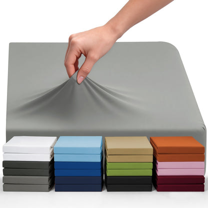 Lenzuolo con angoli elastici 1 pz in jersey di cotone bambù, lenzuolo con angoli elastici in misto cotone jersey, lenzuolo con angoli elastici/coprimaterasso/copriletto con angoli elastici su tutto il perimetro, realizzato in morbido e traspirante materia