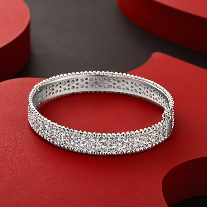 Bracciale di lusso in argento sterling 925 argentato pieno di stelle, elegante e bellissimo, temperamento sfarzoso, da indossare tutti i giorni, regalo di San Valentino, regalo di Natale, regalo per la festa della mamma, con scatola regalo squisita in oma
