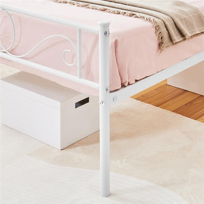 Costoffs Struttura Letto Stile Rustico Moderno in Metallo con Testiera Elegante e Pediera per Appartamento Camera da Letto Stanza degli Ospiti Studio