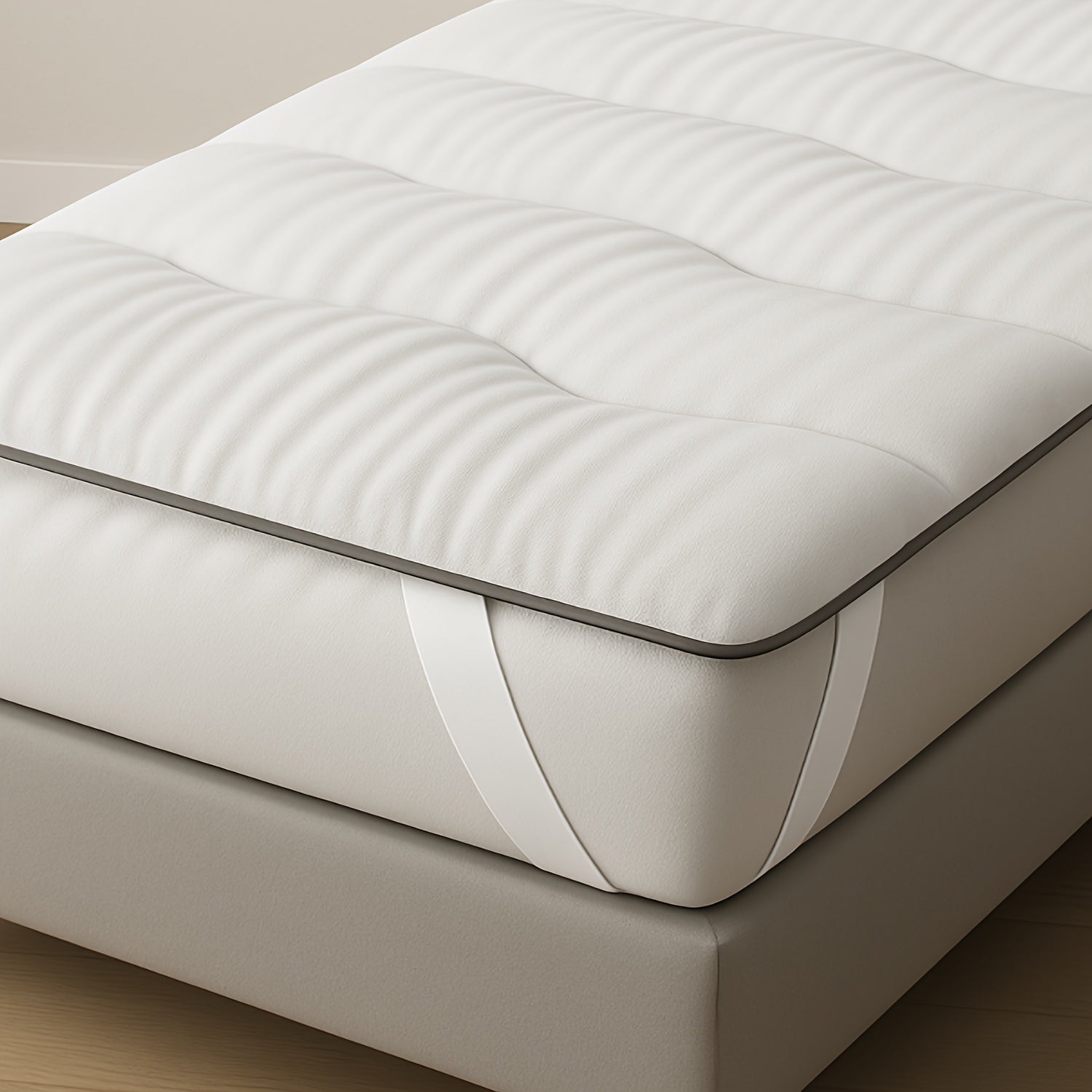Coprimaterasso Morbido e Traspirante, Imbottitura Ricca di Fibre, Tessuto Morbido e Delicato sulla Pelle, Design a Onde alla Moda, Cinghie Elastiche per Fissaggio Antiscivolo, Adatto a Tutte le Stagioni, Compatibile con Vari Tipi di Letto, Lavabile in Lav