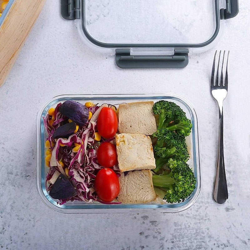 Set di 20 contenitori in vetro per alimenti, 10 contenitori, 10 coperchi trasparenti, lavabili in lavastoviglie, adatti al microonde e al congelatore, a prova di perdite