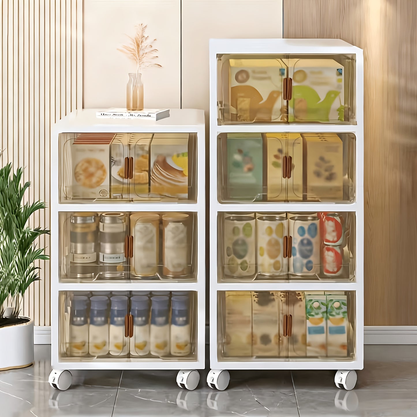 Armadio a scomparsa pieghevole a 5/4/3 scomparti, contenitore per cucina, grande contenitore a doppia apertura, accessori per armadietti, mobile con coperchio e ruote, armadio grande per riporre vestiti, snack, libri, contenitore pieghevole per ufficio do