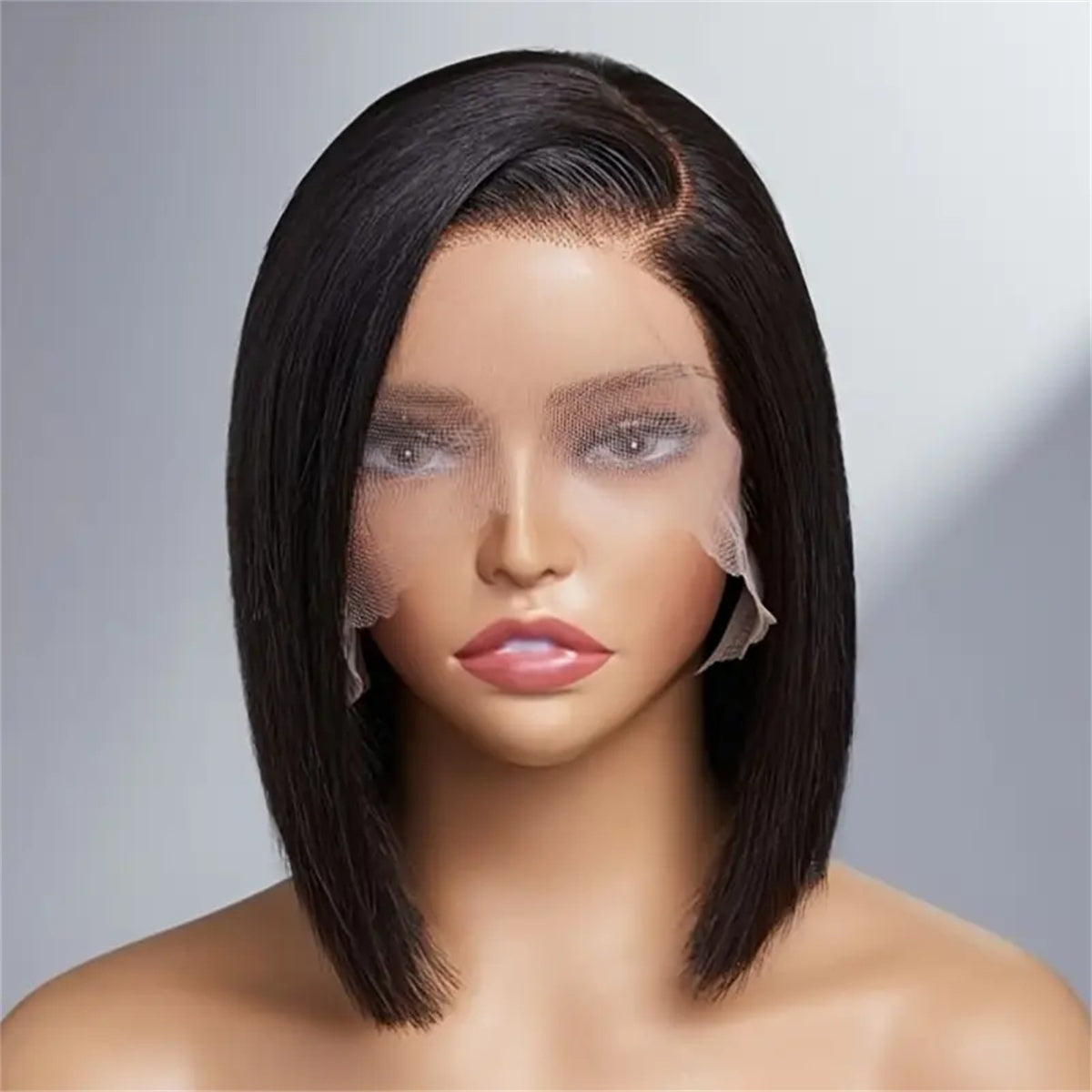 Parrucca Bob 13X4 Capelli Umani Lisci Frontale in Pizzo Trasparente per Donne, Parrucche Naturali con Lace
